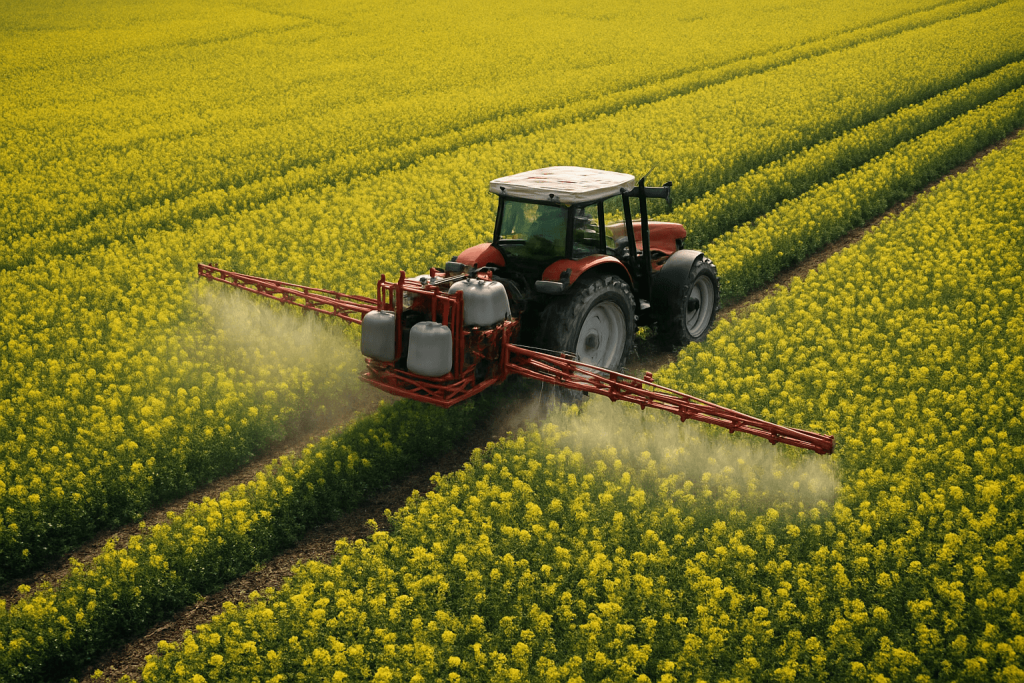 Champ de colza pour la production de biocarburants et de biocombustibles.